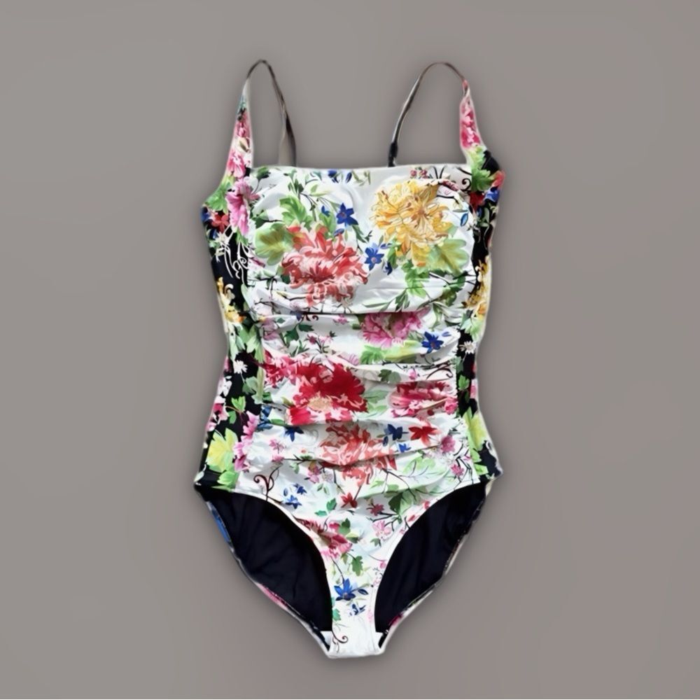 NWT Johnny Was Metalli Mix Ruched One Piece Swimsuit - Picture 5 of 16